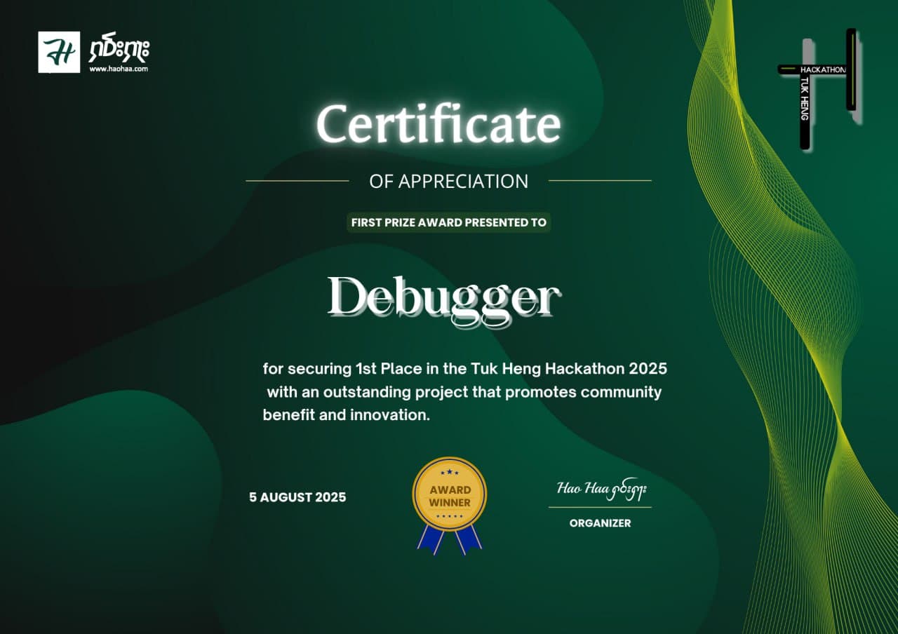 Winner - Tuk Heng Hackathon