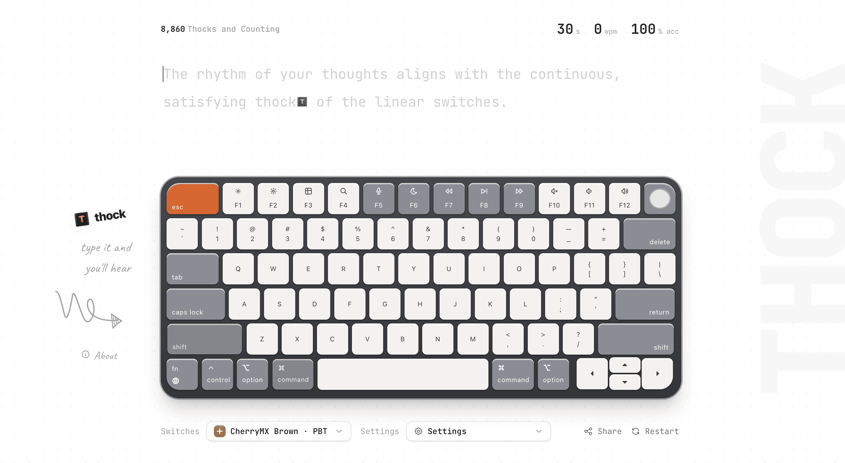 Thock - Minimalist Mechanical Typing Playground
